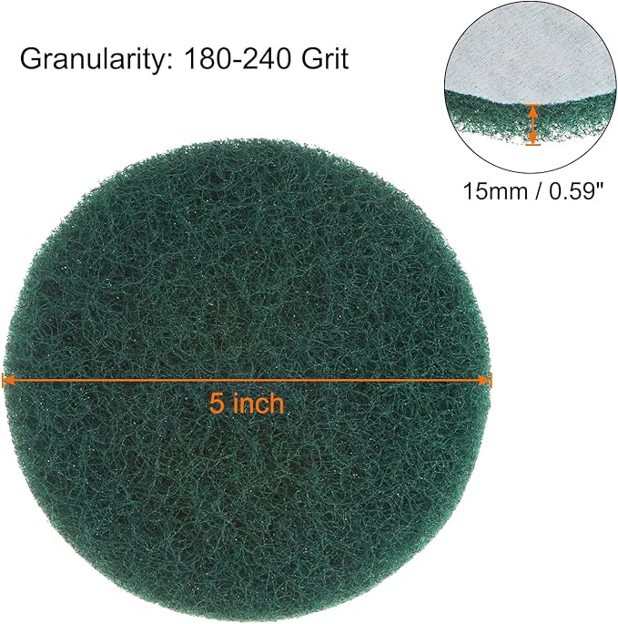 HARFINGTON 10pcs Drill Power Brush 5 inch Tile Scrubber Scouring Pads 180-240 Grit for Bathroom Kitchen Household Cleaning