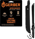Gerber Gear Gator Machete 25" with Plain Edge Blade and Saw, Gator Grip and Protective Sheath for Gardening, Survival, Hunting, Camping and Bushcraft, Black