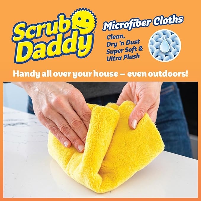 Scrub Daddy Household Cleaning Supplies - The Microfiber BBQ Bundle - Includes 2 Microfiber Towels, 1 Grill Brush & PowerPaste Cleaning Paste with 1 Scrub Mommy Sponge