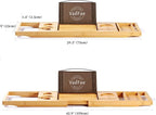 VaeFae Bamboo Bathtub Caddy Tray, Expandable Bath Tray for Tub with Upgraded Wine Slots and Book Holder - Ideal for One or Two Person Use