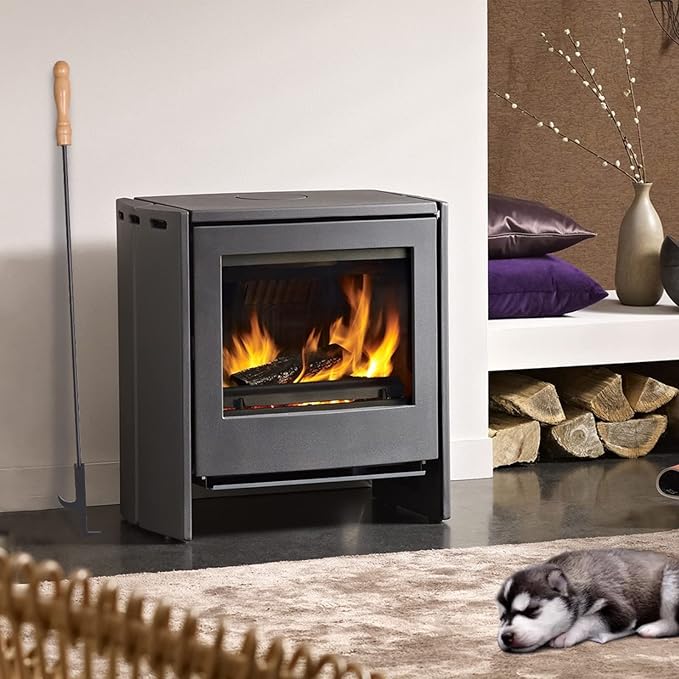 AGM Fire Pit Poker, 32" Fire Poker Stick with Wooden Handle&Barb for Campfire, Fireplace, Bonfires, Heavy Duty Wrought Iron Fire Pit Tools Accessories for Outdoor & Indoor