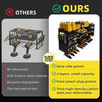 Power Tool Organizer Wall Mount with 12-Drill Holders-800Lbs Load Heavy Duty Metal 4-Layers Garage Storage and Organization Adjustable Battery Tools Rack with Side Panels Utility Racks Gifts for Men