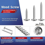 #8 x 3/4" Wood Screw 500Pcs 410 Stainless Steel Standard Thread Truss Head Fast Self Tapping by SG TZH
