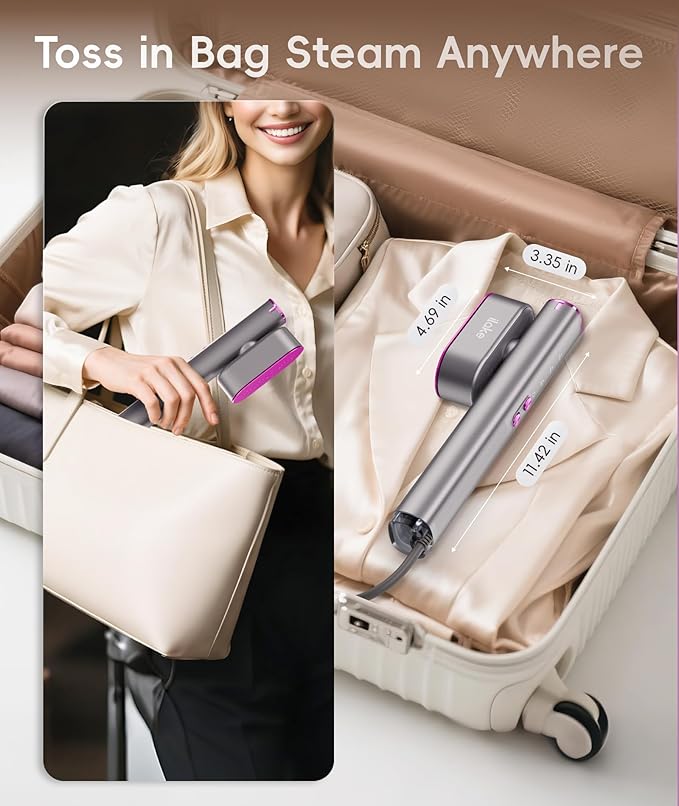 Travel Steamer for Clothes, 100-240V Dual Voltage Portable Garment Steamer, 1000W Travel Size Handheld Steamer & Iron 2 in 1 for Global & Europe Travel, Business, Home, Space Grey