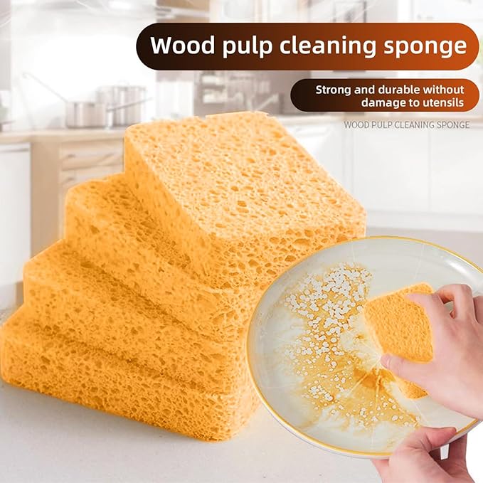 24 - Pack Non-Scratch Scrub Sponges - Sponges for Dishes and Washing Dishes, Cleaning Sponges for Kitchen Home and More (Yellow)