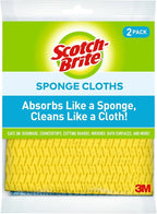 Scotch-Brite Reusable Sponge Cloths (2-Pack) – Highly Absorbent, Washable Multi-Purpose Cleaning Cloths