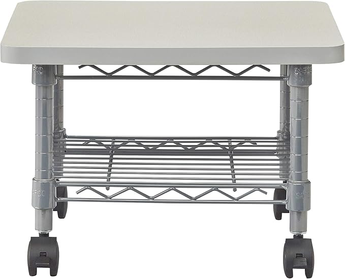 Safco Onyx Rolling Cart Printer Stand, Under-Desk Mobile Utility Table for Home Office with Steel Shelf, Gray
