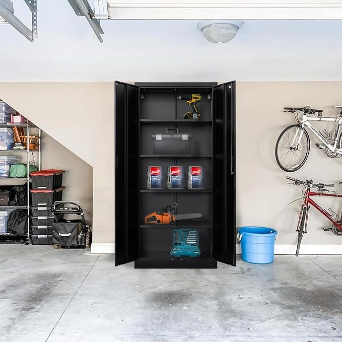 Storage Cabinet, 72 Inch Tall Metal Storage Cabinet with Doors and Shelves,Heavy Duty Metal Cabinet, Pantry Cabinets for Kitchen Storage, Garage Cabinet for Living, Dining Room