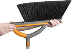Casabella Ergo Broom & Dustpan Set Angled Broom with Replaceable Bristle Head & Hang Loop, 54-Inch, Gray
