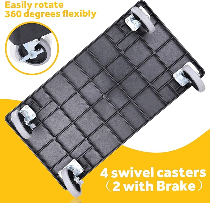 ELAFROS Heavy Duty Plastic Utility Cart 34 x 17 Inch - Work Cart Tub Storage W/Deep Shelves and Full Swivel Wheels Safely Holds up to 550 lbs - 2 Tier Service Cart for Warehouse,Garage, Cleaning