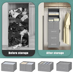6-Shelves Hanging Closet Organizer with 5 Different Drawers, Foldable Closet Organizers and Storage for Wardrobe, Closet& RV, Clothes and Accessories Storage, Non-Woven Fabric, Gray