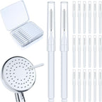 Shower Head Cleaning Brush for Small Hole,Multifunctional Shower Head Cleaner Tool Anti-Clogging Nozzle with Storage Boxes, Showerhead Cleaning Brushes Picks for Household Bathroom, White