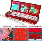 Primode Wrapping Paper Storage Container | Gift Wrap Organizer Under Bed | 41”x14”x6” | Fits 18-24 Rolls Up to 40” | 600D Oxford | Box Holder with Pockets for Ribbon, Bows and Accessories (Red)