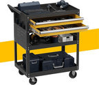 5-Tier Rolling Tool Cart on Wheels, Tool Storage Organizer for Mechanic, Heavy Duty Utility Cart with Drawers, Pegboards, Locking System, Suitable for Garage, Workshop, Warehouse