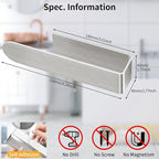 Adhesive Hand Towel Holder, 8 Inch Towel Holder for Bathroom Wall Mounted, Self Adhesive Square Stick on Towel Bar Wall for Kitchen Cabinet RV, Brushed Nickel (2 Pack)