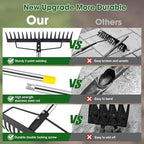 Heavy Duty Garden Rake for Leaves - 17 Tine Metal Head & Adjustable Stainless Steel Handle, 17" Wide 5.58FT Yard Rake for Shrub Leveling/Grass Care