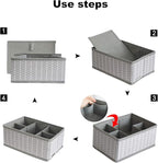 VERONLY Cosmetic Storage Bins Makeup Organizer, Adjustable Multifunction Storage Box Desk Drawer Divider for Makeup Brushes, Bathroom Countertop or Dresser, Set of 3 (Grey)
