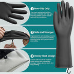 4 Pairs Rubber Dishwashing Gloves with Hanging Hooks - Reusable Cleaning Gloves for Kitchen & Household, Non-Slip, Durable and Flexible (Small, 4 Colors)