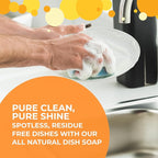 Liquid Dish Soap – EcoGarantie Certified, 100% Plant-Based Formula, Made with Organic Ingredients, Scented with Organic Orange Essential Oil – 24.6 fl oz (730 mL), Pack of 3