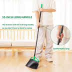 2 Pack Heavy Duty Brooms, 55" Long Handle Indoor Outdoor Angle Broom Set, Household Commercial Floor Cleaning, for Sweeping Home, Kitchen, Deck, Garage, Patio - Green