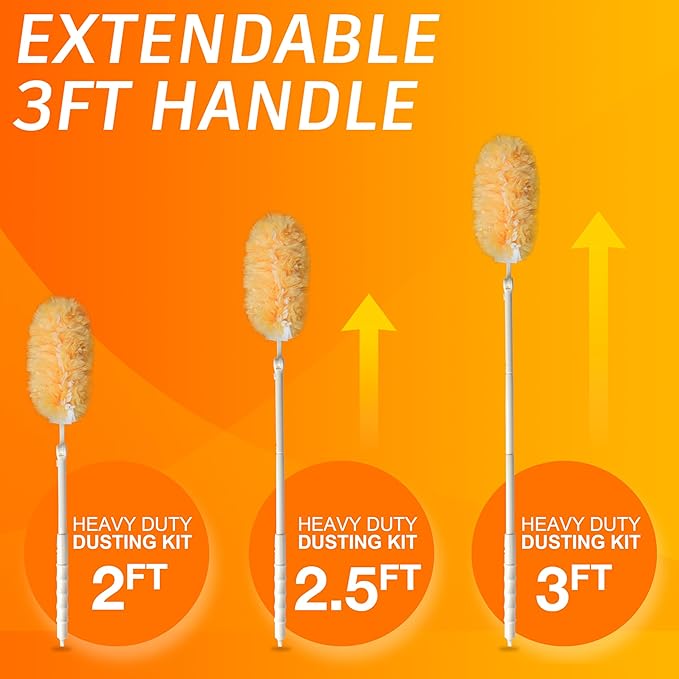 Heavy Duty Multi Surface 360°Heavy Duty 20 Duster Refills & 1 Handle, Compatible with Swiffer Dusters，Disposable Dusters for Cleaning