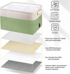 BALEINE 2 Pack Fabric Storage Bins for Shelves, Linen Storage Baskets for Organizing, Decorative Closet Bins for Clothes, Home (Green, 15''x11''x9.5'')