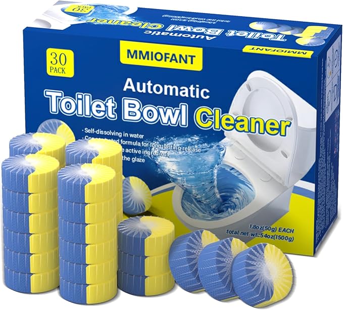 Automatic Toilet Bowl Cleaner Tablets,30 Pack Toilet Blue Tablets For Tank Long Lasting,Two-tone In Tank Cleaner Tabs,Bathroom Cleaner (30, BLUE&GREEN)