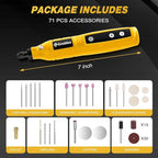Cordless Rotary Tool,5 Speed Rotary Tool Kit With 71 Accessories,USB Charging,Multi-Purpose 4.2v Power Rotary Tools Easy Accessory Changes - Sanding, Polishing, Engraving and Cutting Yellow