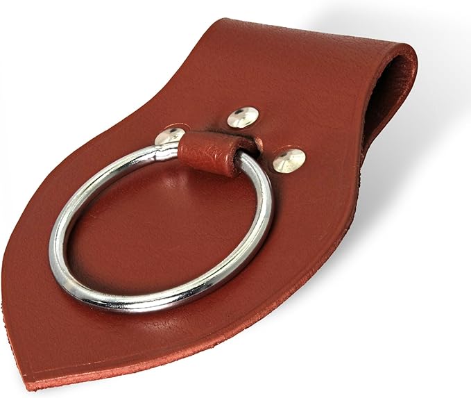 Armory Replicas - Genuine Rawhide Leather Universal Axe Frog - Medieval Hand Crafted O-Ring Funcitonal Outdoor Costume LARP Weapon Holder