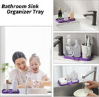 Silicone Bathroom Soap Dishes with Drain Spout-Bathroom and Kitchen Sink Organizer,Sponge Holder,Dish Soap Tray,Perfect for Dispenser,Scrubber,Bottle,Cup on Sink or Counter-Purple 9.6"×5.3"
