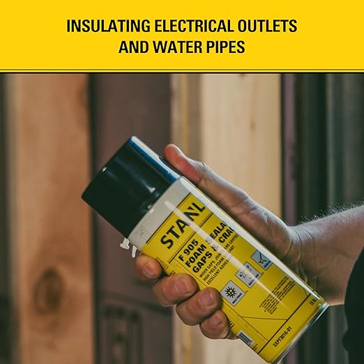 Stanley F905 Gaps & Cracks Sealant (1x12 Oz.) – Polyurethane Spray Foam Insulation for Window & Door, Waterproof Gap Filler, Low Expansion Foam for Indoor & Outdoor Use | Straw Use | 12 Oz. 1 Pack