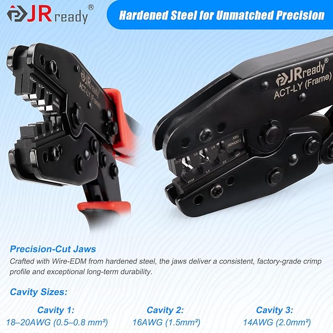 JRready ST6557 MLX 13.5A Connector Kit Crimper Pin Extraction Tool 2 3 6 Pin Power Connectors Male Female 14-20AWG Crimp Terminals Automotive Electrical Molex .084” Wire Connectors 6.35mm Pitch