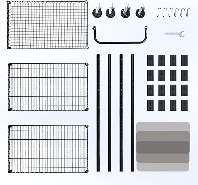 WDT 1350Lbs Capacity Heavy Duty Rolling Utility Cart, Large 3 Tier Rolling Carts with Wheels 24" Dx45 Wx39 H, NSF Commercial Grade Roll Metal Cart, Trolley Serving Cart for Garage, Kitchen, Warehouse