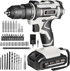 Cordless Drill Set,20V Drill Driver with Battery and Charger,3/8-Inch Keyless Chuck, Variable Speed,with Drills Bits Set,Gray