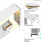 Dresser for Bedroom with Clothes Rack Side Pockets White 5 Drawers Dresser with Charging Station LED Lights Sturdy Steel Frame Wood Top Organizer Unit for Nursery Hallway Closet
