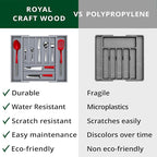 Luxury Bamboo Kitchen Drawer Organizer - Silverware Organizer - Utensil Holder and Cutlery Tray with Grooved Drawer Dividers for Flatware and Kitchen Utensils (9 Slot, Gray)