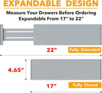 SpaceAid Bamboo Dresser Drawer Dividers 6 Pack, 4.65“ High Adjustable 17“-22” Drawer Organizers, Expandable Organization for Clothing, Clothes, Dressers, Gray