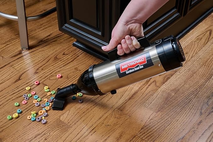 METROVAC CHV-S6 Deluxe Cordless Hand Vac – Portable, (2) Rechargeable 250W DC Motor Vacuum Cleaner for Home, Auto Shop, and Pet Hair – Premium Handheld Vacuum with HEPA Filtration - Stainless Steel