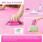 Newbealer Travel Iron with Global Voltage, 100-240V Mini Dry Iron for Clothes (No Steam), Max 300W, 60s Heat Up, 302℉ Non-Stick Ceramic Soleplate, 0.8lbs Ultra-Lightweight (Hotpink)