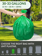 200 Count 100% Biodegradable & Compostable Trash Bags - 30-33 Gallon, 18 Microns, 32x38 Inches, Green Eco-Friendly