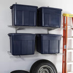 Rubbermaid Roughneck Tote 18 Gal, 6 Pack, Made in USA, Black & Gray, Rugged Plastic Stackable Storage Bins with Lids and Handles