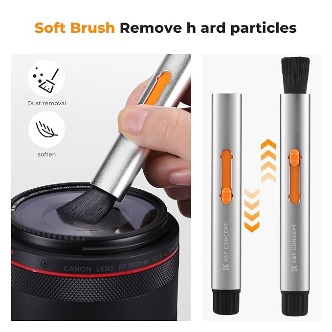 K&F Concept® Multifunctional Lens Cleaning Pen, Replaceable Pen Tip with Cleaning Brush+Carbon Tip*2+APS-C Sensor Swab*2+Full-Frame Sensor Swab*4 for Camera Filters Telescope Drone AR VR Tablet