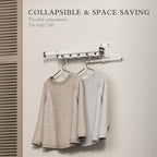 Clothes Drying Rack Wall Mounted Foldable Laundry Drying Rack Collapsible/Retractable Space Saving Laundry Hanger Dryer Rack with Additional Bar-Matte White