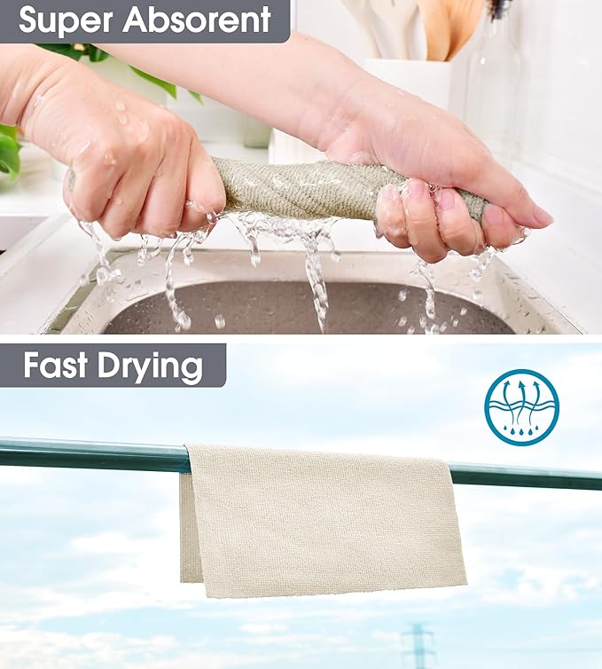 KitchLife Microfiber Cleaning Cloth Roll, 100 Pack - Tear-Away Microfiber Paper Towels, Lint-Free, Reusable, Washable for Kitchen, Car, Dishes, and Sensitive Surfaces (Sand Beige)