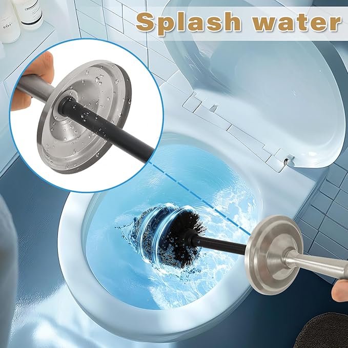 Stain Nickel Toilet Brush and Holder Set, Stainless Steel Toilet Brush for Bathroom,Heavy Duty Silver Toilet Bowl Brush,Deep Cleaning Modern Toilet Cleaner Brush -Space Saving, Covered Brush