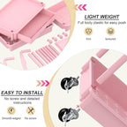 Goovilla 4 Tier Rolling Utility Cart Organizer with Removable Drawer, Stable and Sturdy Pink Rolling Storage Carts with 2 Lockable Wheels for Bathroom, Kitchen, Snack, Craft, Makeup, Baby Essentials