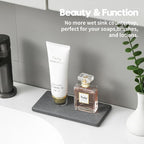 2PCS 7" x 3.5" Water Absorbing Bathroom Sink Vanity Trays, Diatomite Stone Quick Drying Mat for Kitchen Counter, Dish Rack Dispensers Sponge Holder Caddy Organizer, Dark Gray, 7"x3.5"