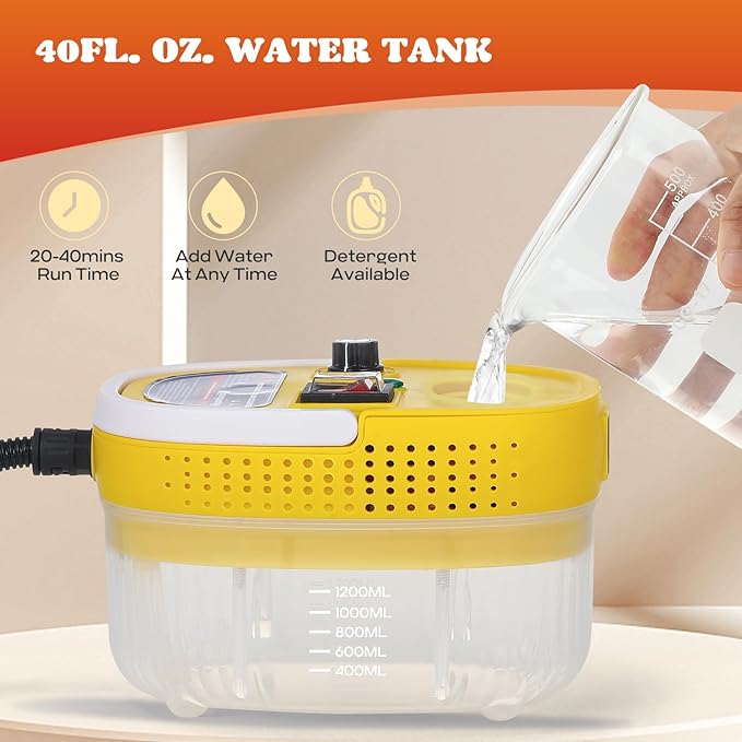 Moongiantgo Handheld Steam Cleaner, 2500W High Pressure Steamer for Cleaning, Portable Pressurized Cleaning Machine for Home Kitchen Car Detailing Grout Tile Bathroom with 1200ml Water Tank (Yellow)