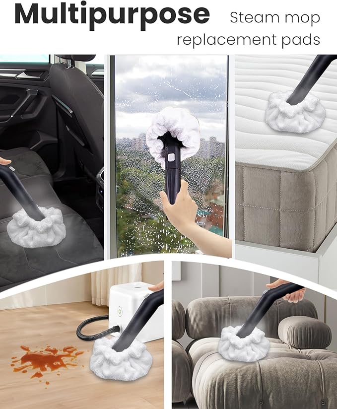 Steam Cleaner Accessories, Small Bonnets (Triangle) Compatible with Dupray Steam Cleaner, Reusable Steam Mop Pads Bonnets Compatible with McCulloch/awasky Steam Mop (Double-Layer) -6 PACK