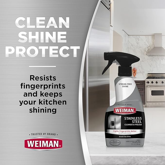 Weiman Disinfecting Stovetop Cleaner & Stainless Steel Cleaner - 22 Ounce - Daily Appliance Kitchen Cleaning Kit